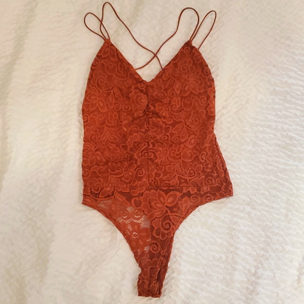 Rust lace bodysuit